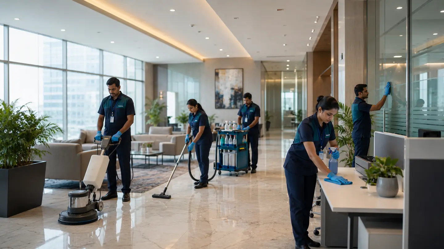Indian Vivarta-style team delivering Office Deep Cleaning