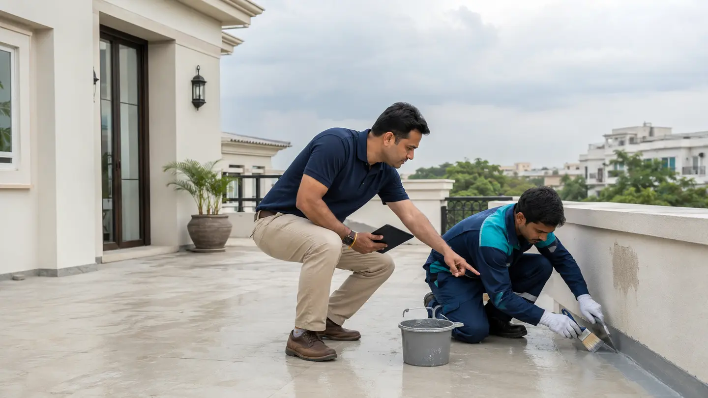 Photorealistic Indian property-care scene for Painting & Waterproofing