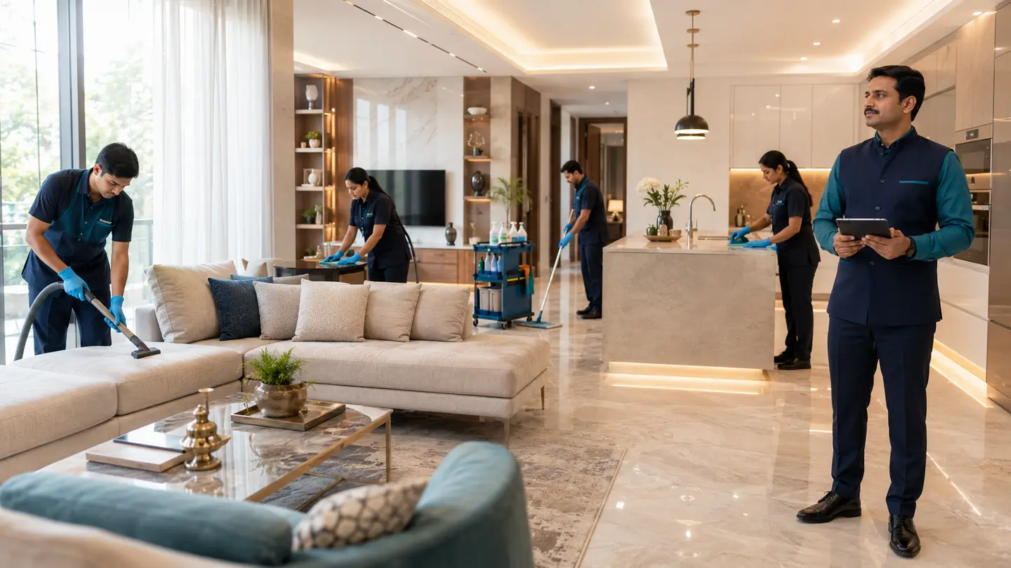 Indian professional team providing detailed home cleaning